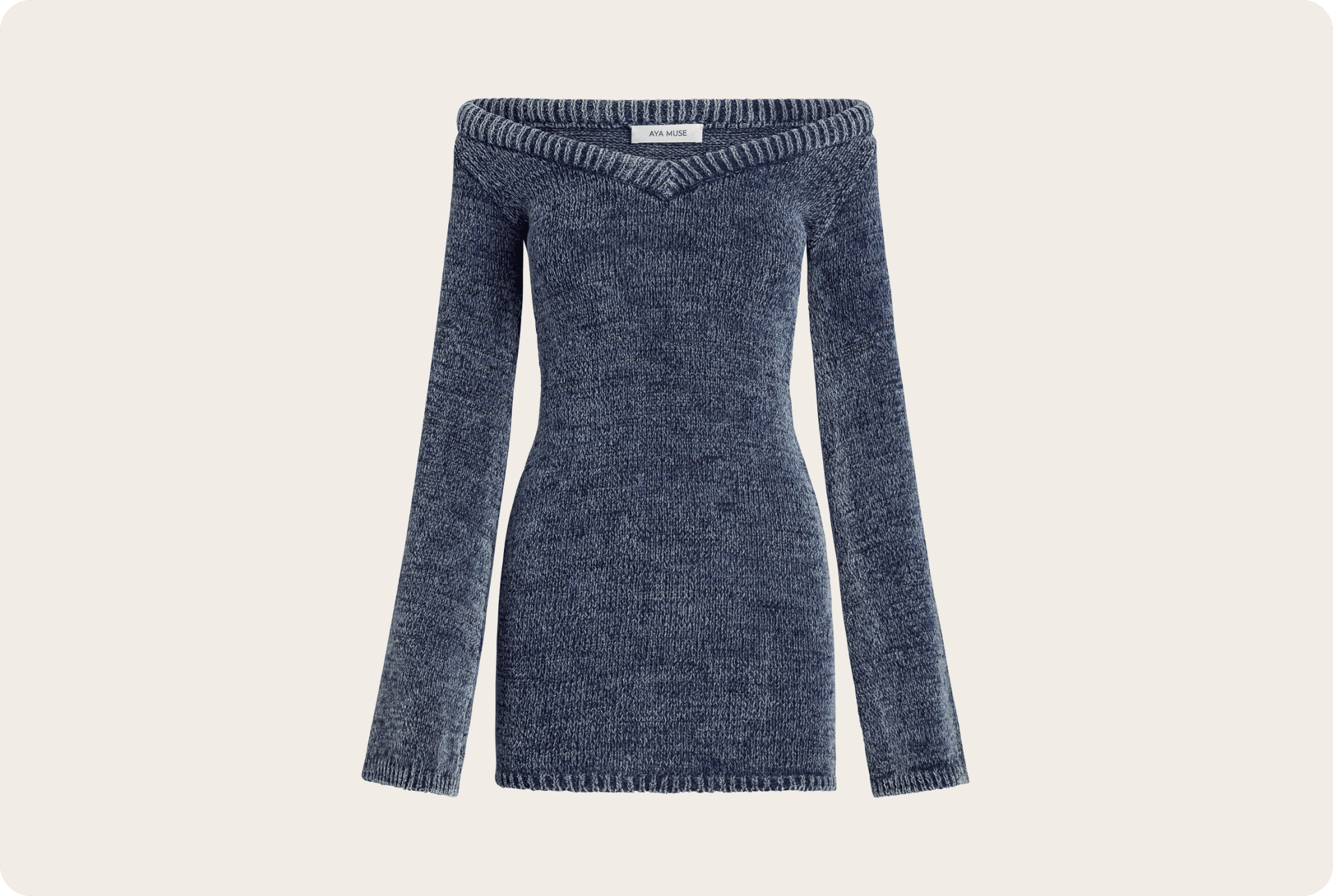 Navy blue ribbed long-sleeve top