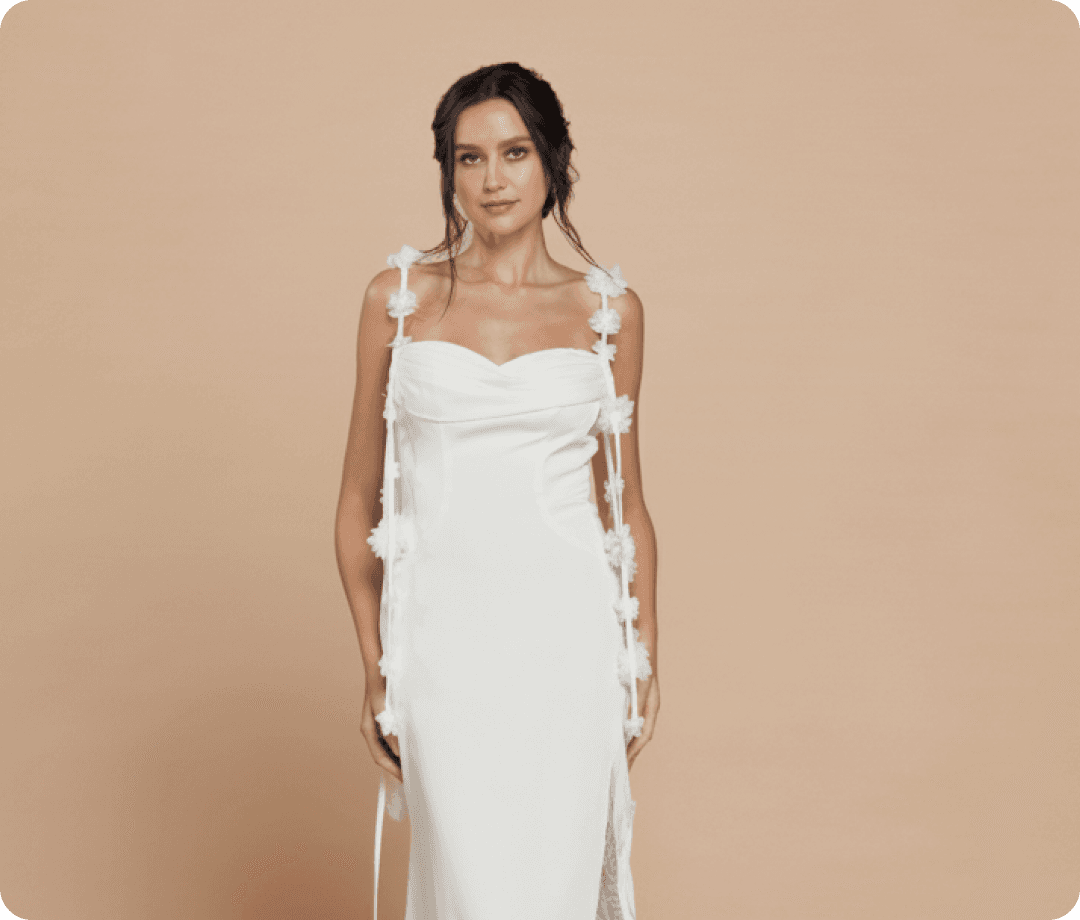 Fashion model in elegant white dress